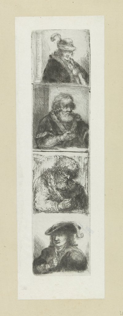 Vier mansportretten The Compleat Work of Etchings af John Chalon / Oeuvre Complette des Eaux Fortes af Jean Chalon (serietitel) af Jan Chalon