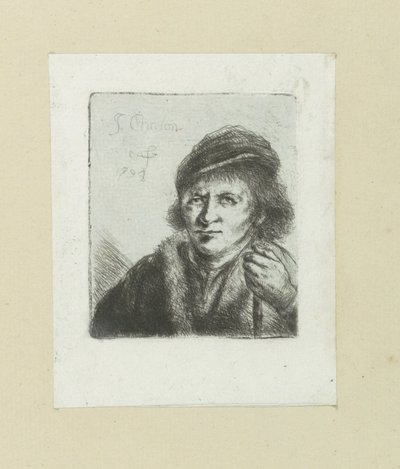 Volwassen mand sætter hakke i stok The Compleat Work of Etchings af John Chalon / Oeuvre Complette des Eaux Fortes af Jean Chalon (serietitel) af Jan Chalon