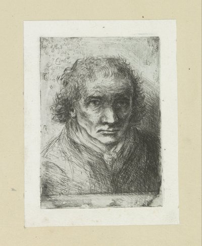 Volwassen mand sætter sjaal The Compleat Work of Etchings af John Chalon / Oeuvre Complette des Eaux Fortes af Jean Chalon (serietitel) af Jan Chalon