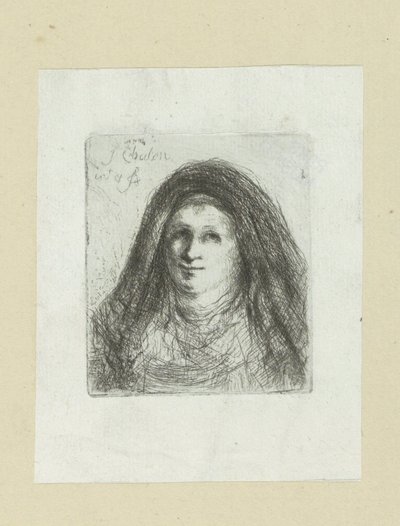 Voksen kvinde med tørklæde The Compleat Work of Etchings af John Chalon / Oeuvre Complette des Eaux Fortes af Jean Chalon (serietitel) af Jan Chalon