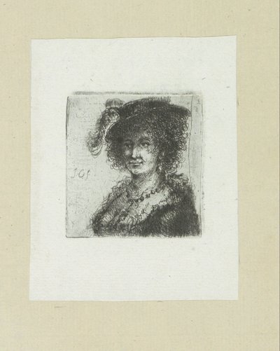 Vrouw met hoed met veer The Compleat Work of Etchings af John Chalon / Oeuvre Complette des Eaux Fortes af Jean Chalon (serietitel) af Jan Chalon