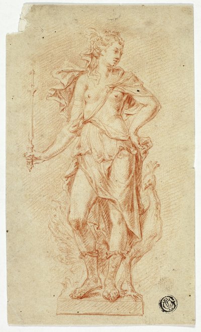 Statue af Juno med scepter og påfugl af Jan Claudius de Cock