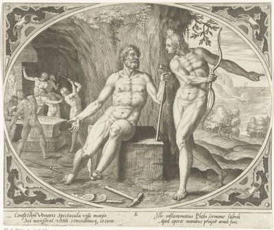 Phoebus informerer Vulcan om utroskaben Venus og Mars (serietitel) af Jan Collaert (II)