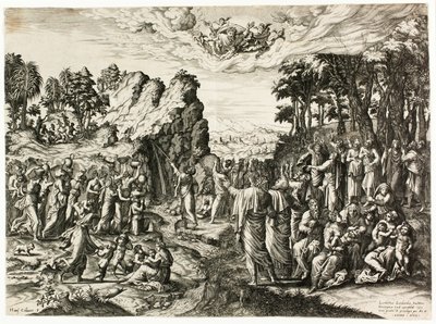 Moses slår på klippen af Jan Collaert I