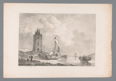 Kystlandskab med tårn Malerier af hollandske mestre fra Wijlen den Wel-Eds samling. Født hr. J.A. van Dam (serietitel) af Jan Dam Steuerwald (possibly)