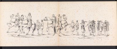 Masquerade of the Leiden Students, 1865 (plade 10) Udklædt procession holdt af medlemmerne af Leidens studentkorps den 6. juni 1865 til fejring af 290-året for Leidsche Hoogeschool, skildrer: hollændernes indtog b. af Jan Daniël Cornelis Carel Willem baron de Constant Rebecque