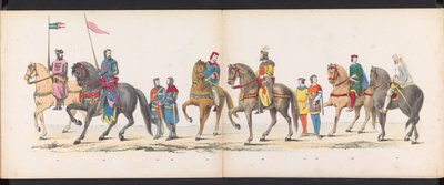 Masquerade of the Leiden Students, 1865 (plade 12) Udklædt procession holdt af medlemmerne af Leidens studentkorps den 6. juni 1865 til fejring af 290-året for Leidsche Hoogeschool, skildrer: hollændernes indtog b. af Jan Daniël Cornelis Carel Willem baron de Constant Rebecque
