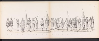 Masquerade of the Leiden Students, 1865 (plade 13) Udklædt procession holdt af medlemmerne af Leidens studentkorps den 6. juni 1865 til fejring af 290-året for Leidsche Hoogeschool, skildrer: hollændernes indtog b. af Jan Daniël Cornelis Carel Willem baron de Constant Rebecque
