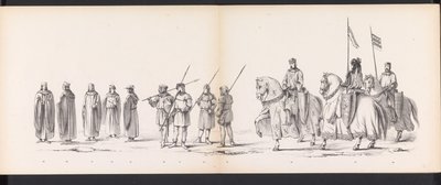 Masquerade of the Leiden Students, 1865 (plade 3) Udklædt procession holdt af medlemmerne af Leidens studentkorps den 6. juni 1865 til fejring af 290-året for Leidsche Hoogeschool, som viser: hollændernes indtog i af Jan Daniël Cornelis Carel Willem baron de Constant Rebecque