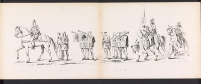 Masquerade of the Leiden Students, 1865 (plade 6) Udklædt procession holdt af medlemmerne af Leidens studentkorps den 6. juni 1865 til fejring af 290-året for Leidsche Hoogeschool, som viser: hollændernes indtog i af Jan Daniël Cornelis Carel Willem baron de Constant Rebecque