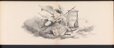 Masquerade of the Leiden Students, 1865 (titel) Udklædt procession afholdt af medlemmerne af Leidens studentkorps den 6. juni 1865 til fejring af 290-året for Leidsche Hoogeschool, som viser: hollændernes indtog i af Jan Daniël Cornelis Carel Willem baron de Constant Rebecque