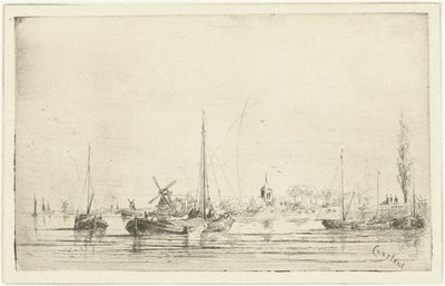 Flodudsigt med kirketårn af Jan Daniël Cornelis Carel Willem baron de Constant Rebecque