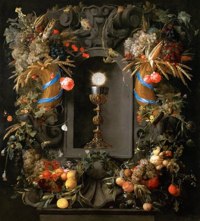 Eukaristi i frugtkrans - Jan Davidsz. de Heem (1606-1684). Olie på lærred af Jan Davidsz de Heem