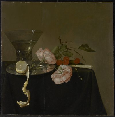 Stilleben med drikkeglas, frugt og roser, c.1632-34 af Jan Davidsz de Heem