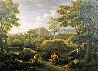 Landskab med figurer (olie på lærred) af Jan Frans van Bloemen
