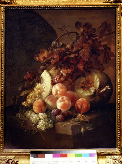 Stilleben med ferskner. Maleri af Jan Frans van Son (1658-1718). Olie på lærred, 77 x 64 cm af Jan Frans van Son