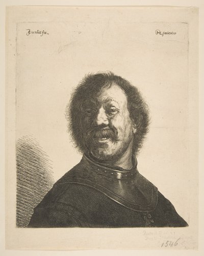 Laughing Man in a Gorget, 1620-40. af Jan Georg van Vliet