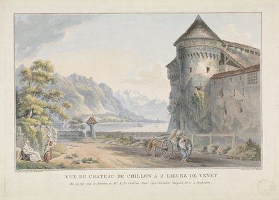 Udsigt over Chillon kasteel Slot Vue du Chateau de Chillon à 2 lieues de Vevey (titel på objekt) af Jan Gerard Waldorp