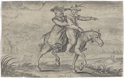 Mand og kvinde til hest af Jan Gerritsz Swelinck