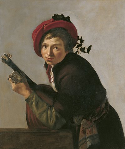Ung mand spiller en teorbo af Jan Gerritsz van Bronckhorst