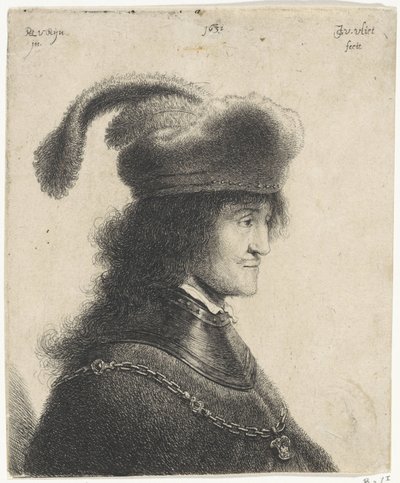 Buste af mand med halsstykke og hat med fjer (George Rakaczy I) af Jan Gillisz. van Vliet