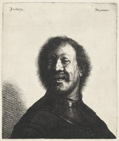 Smilende mand med halsstykke Tronies efter Rembrandt (serietitel) af Jan Gillisz. van Vliet