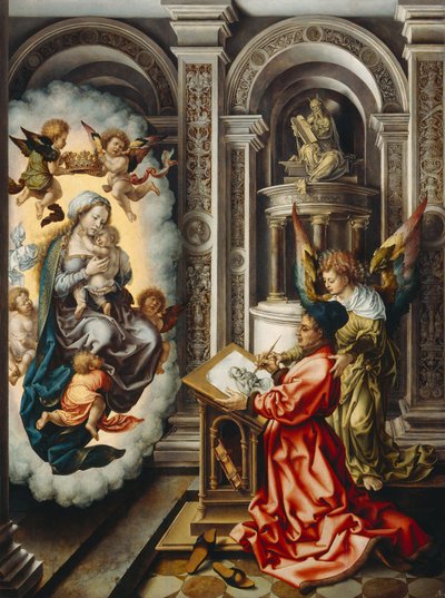 Tysk: Hl. Lukas malt die Madonna Sankt Lukas maler jomfruen af Jan Gossaert