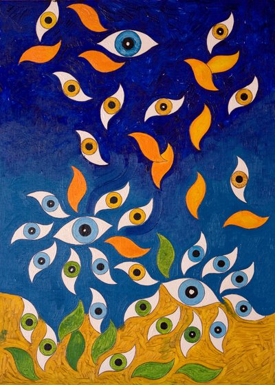 A Shower of Eyes, 2006 (olie på træ) af Jan Groneberg