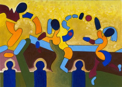 Ceremony of a Sacred Game of Balls, 2007 (olie på lærred) af Jan Groneberg