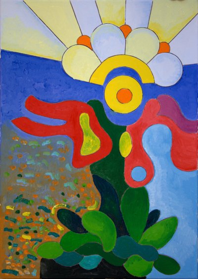 Pludselig er verden blevet til en glitrende diamant, 2009 (olie på lærred) af Jan Groneberg