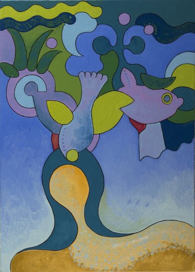 Den lille havfrue i forurenet vand, 2007 (olie på lærred) af Jan Groneberg