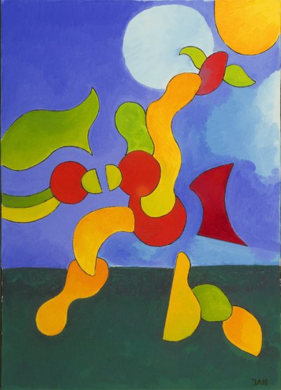 For tung til at flyve højt, 2009 (olie på lærred) af Jan Groneberg
