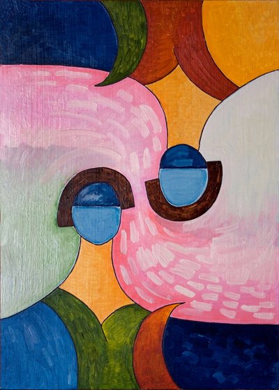 På hovedet og udad, 2007 (olie på træ) af Jan Groneberg