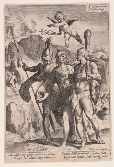 Minerva og Amor leder Herkules og Scipio på dydens vej af Jan Harmensz. Muller
