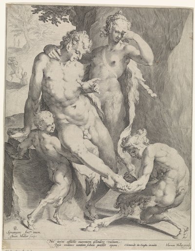 Oreaden fjerner en torn fra en satyrs fod af Jan Harmensz. Muller