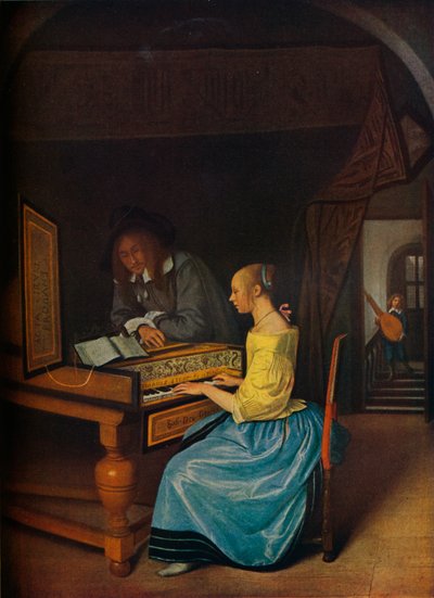 En ung kvinde spiller cembalo til en ung mand, 1659 af Jan Havickszoon Steen
