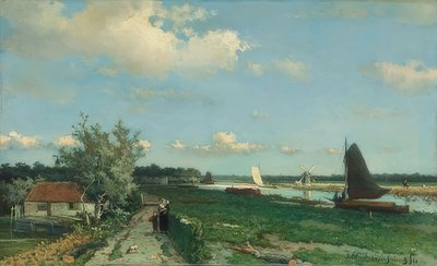 Trekvliet-kanalen nær Rijswijk, også: Udsigt nær Geest-broen. 1868 af Jan Hendrik Weissenbruch