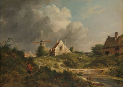 Udsigt over den faldefærdige vold i Amsterdam på bysiden mellem Muiderpoort og Weesperpoort af Jan Hulswit