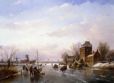 Skatere i et frossent landskab, af Jan Jacob Spohler