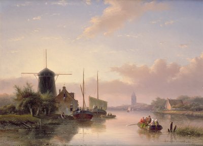 Sommerlandskab ved solnedgang, 1858 af Jan Jacob Spohler