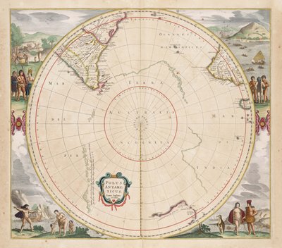 1657 kort Polus Antarcticus af Jan Janssonius