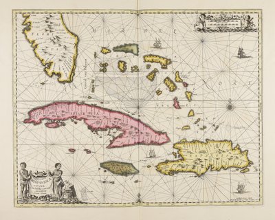 Insularum Hispaniolae et Cubae cum insulis circum jacentibus accurata delineatio af Jan Janssonius