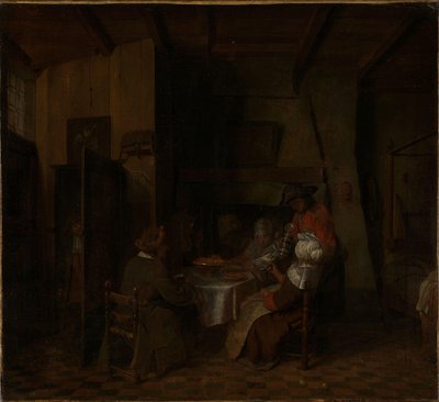 Et familiemåltid i en bondes hytte af Jan Josef Horemans the elder