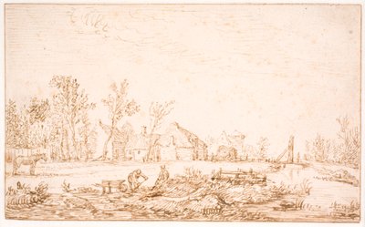 En kanal nær en landsby af Jan Josefsz van Goyen