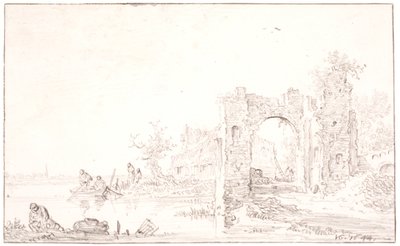 Flodlandskab med en ruin af Jan Josefsz van Goyen