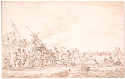Kystlandskab med en strandet hval af Jan Josefsz van Goyen