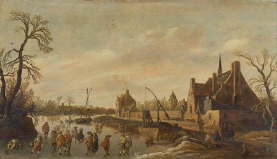 Frosne flodlandskab med skatere af Jan Josephsz van Goyen