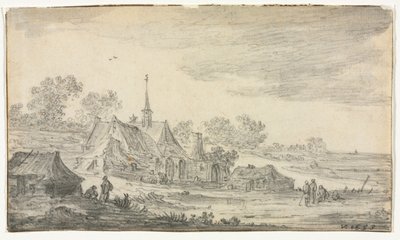 Gruppe af bygninger ved en kyst, 1653. af Jan Josephsz van Goyen