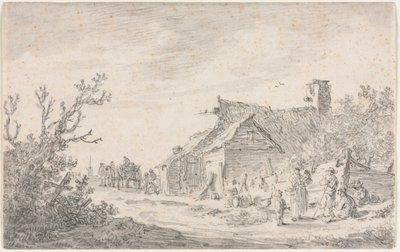 Landskab med hytte og figurer, 1653. af Jan Josephsz van Goyen