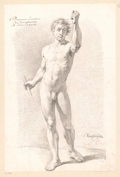 Stående nøgen mand, set forfra (2. præmie 1789) af Jan Kamphuijsen